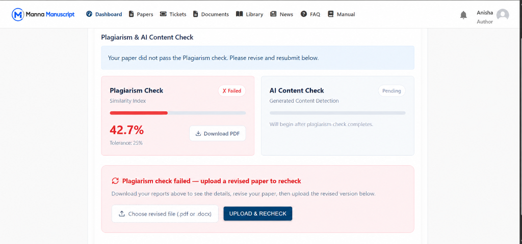 Manna Manuscript Plagiarism & AI Content Integrity Check